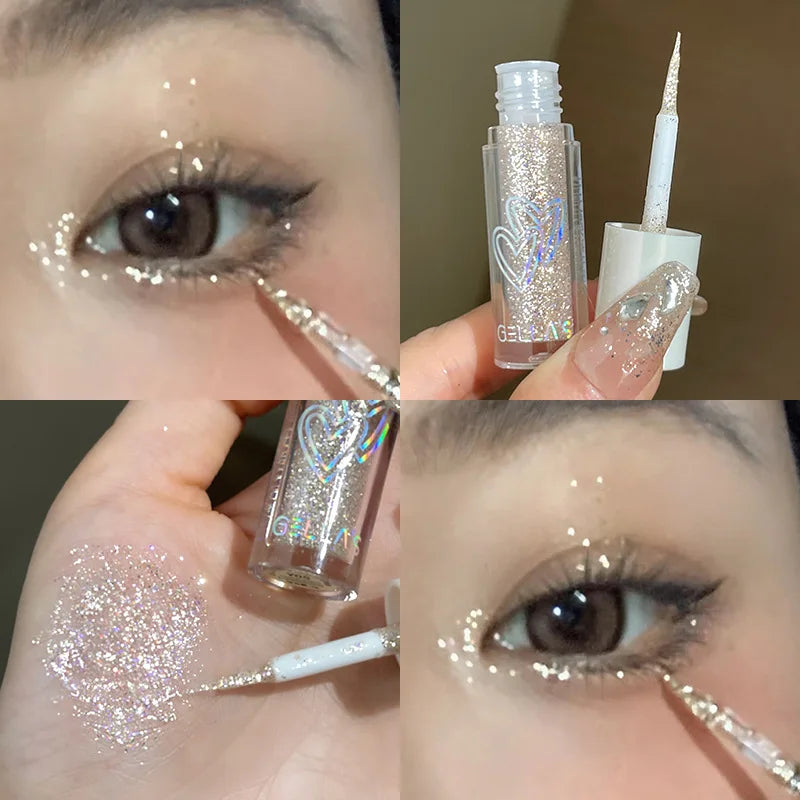 Liquid Glitter Eyeshadow Diamond Shiny Silver Eye Liners Waterproof Flash Sequins Gel Lying Silkworm Brightening Makeup Tools