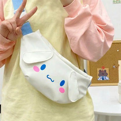 Kawaii Sanrio Shoulder Bag Kuromi My Melody Casual Simple Sling Storage Crossbody Cinnamoroll Chest Bag Women Student Girl Gifts