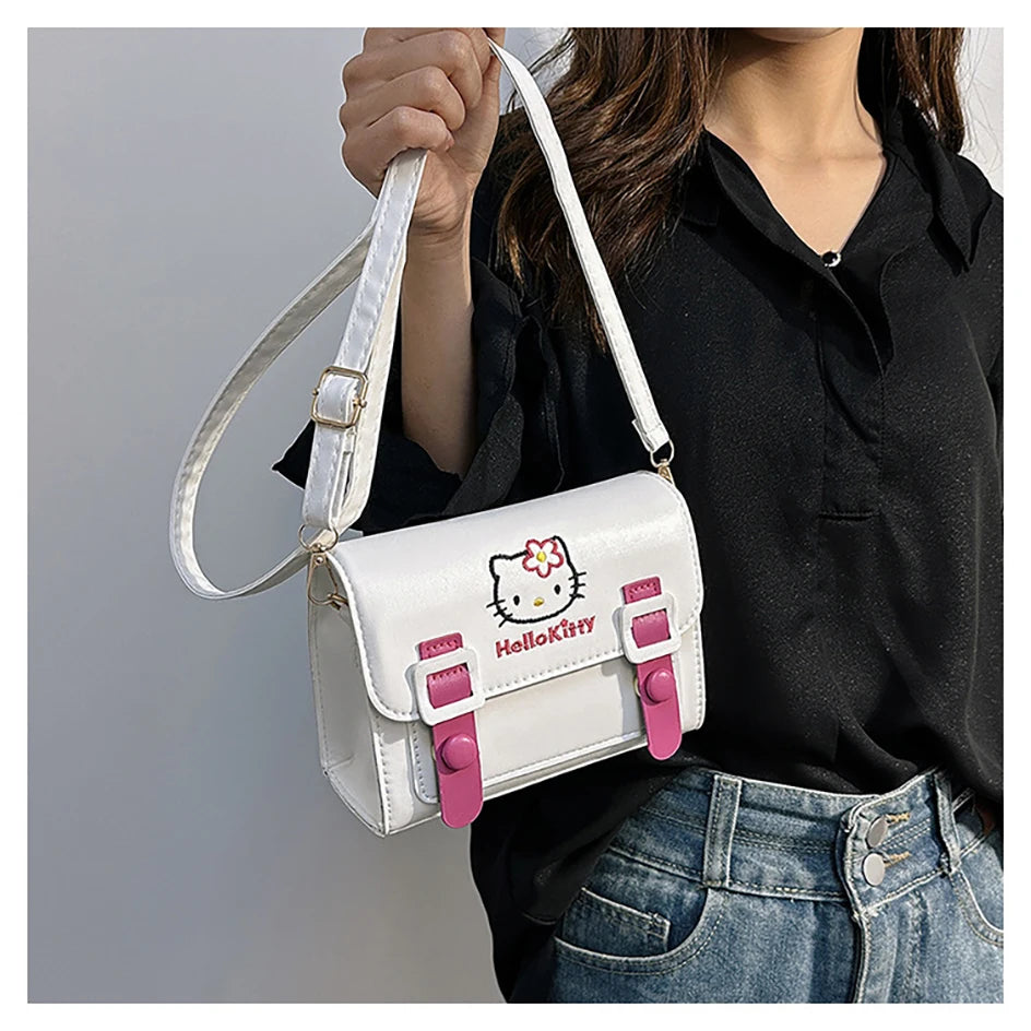 Sanrio Pu Square Bag Anime Shoulder Bags Kawaii Messenger Tote Cute Cartoon Backpacks My melody Cinnamorol Kuromi Fashion Bags