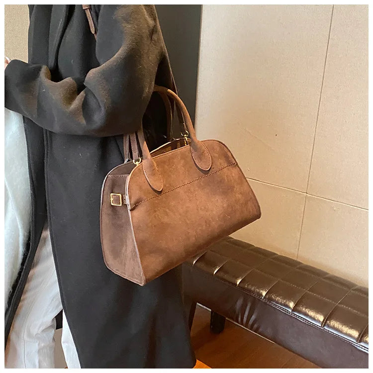 Ladies' Top-handle Bag High-end Feel Niche Design Large Capacity Vintage Commute Handbag For Autumn/winter Season