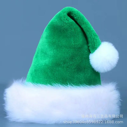 Red Blue Green Black Adult Children's Thick Plush Christmas Hat 2023 Noel Merry Christmas Decor Gift Hat Happy New Year 2024