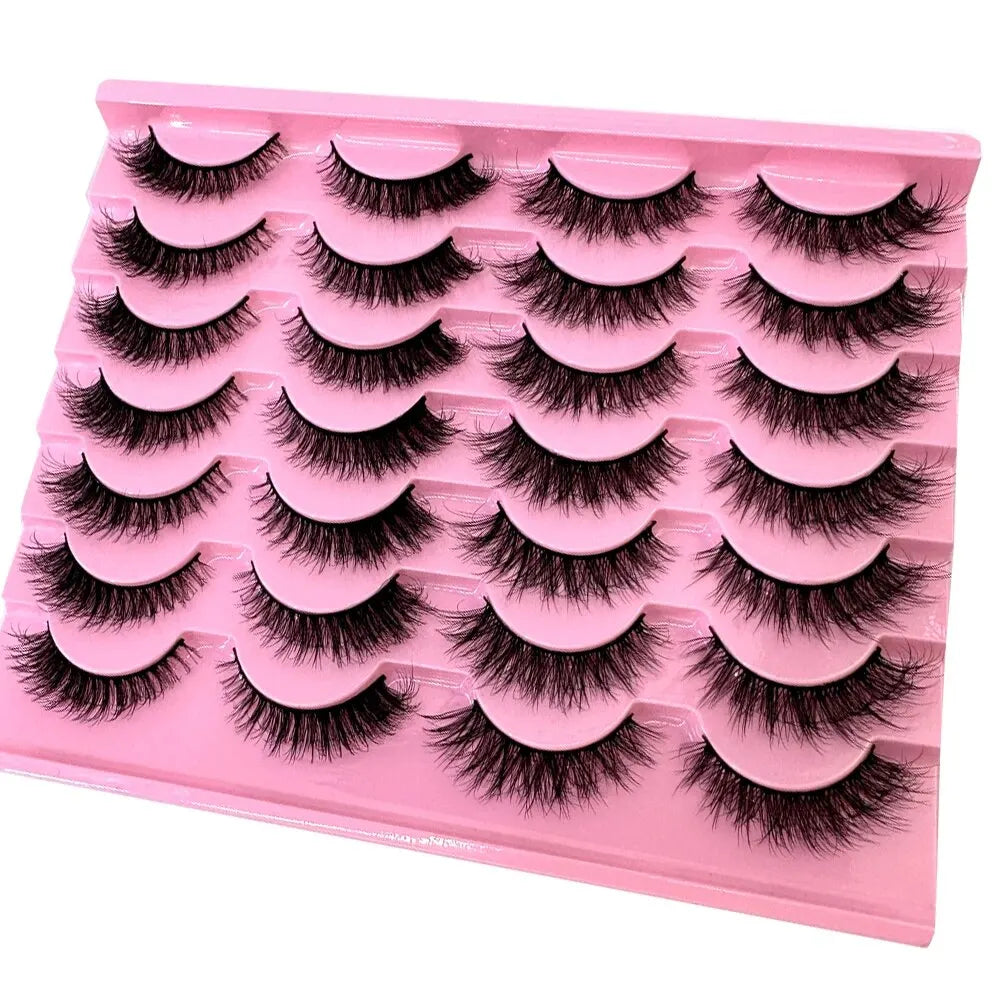 New 14Pairs 3D Faux Mink False Eyelashes Natural Messy EyeLashes Crisscross Wispy Fluffy Lashes Extension Makeup Fake Eyelashes