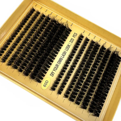 16Rows 320Bundles 5D Fluffy Lashes Cluster 60/80/100D Thick Eyelash Russia Curl Wispy Individual Lashes 8-16mm Eyelash Extension