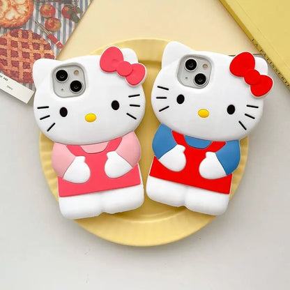 Sanrio Hello Kitty 3D Stereoscopic Phone Case For IPhone 15 14 13 12 11 Pro Max Mini XR XS 7 8 Plus Silicone Soft Back Cover Y2K