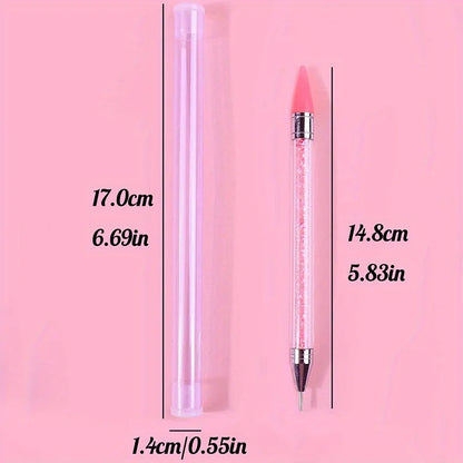 Nails Art Brush For Manicure Double Head Point drill pen Dot Painting Point Pen Rhinestone Picker Wax Pencil Crystal Handle Tool