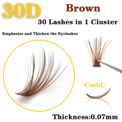 30D brown 60 Bundles Natural 3D Eyelash Extension Russian Volume Faux Mink Eyelashes Individual  Cluster Lashes Makeup Cilia TOP