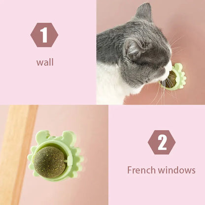 Cat Toys Natural Catnip Rotatable Catnip Wall Ball  Licking Snacks Healthy Nutrition Ball Teeth Cleaning Catnip Toy Pet Supplies