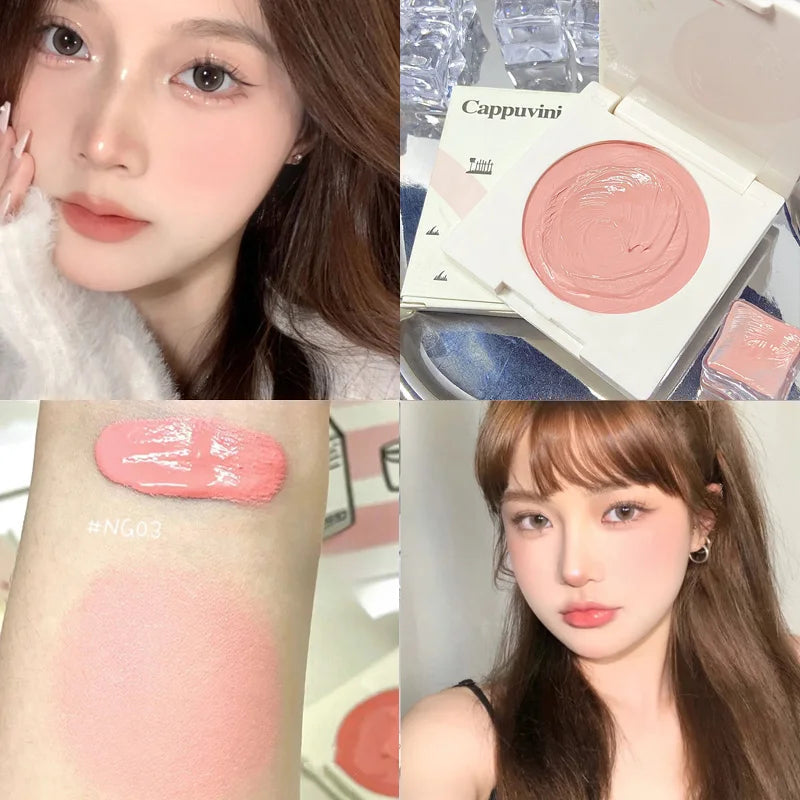 Peach Pink Creamy Blush Cheek Rouge Contouring Brighten Skin Tone Waterproof Multi-purpose Eyeshadow Blusher Girl Feeling Makeup