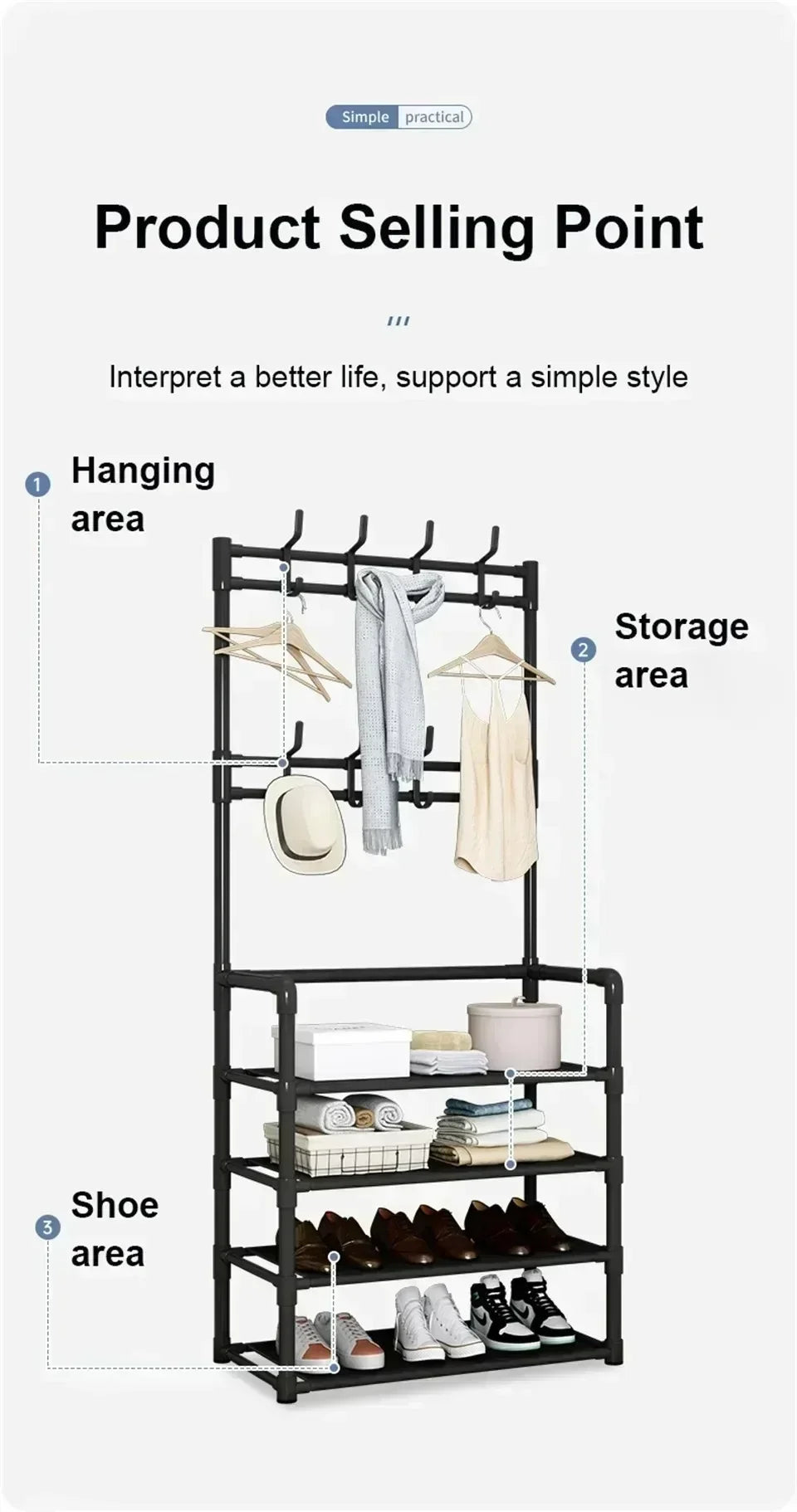 Shoe Multi-ayer Rack DIY Organizer Clothes Storage Load-bearing Organizer Hat Hanger Household Shoes  Multifunctional Shoe Rack