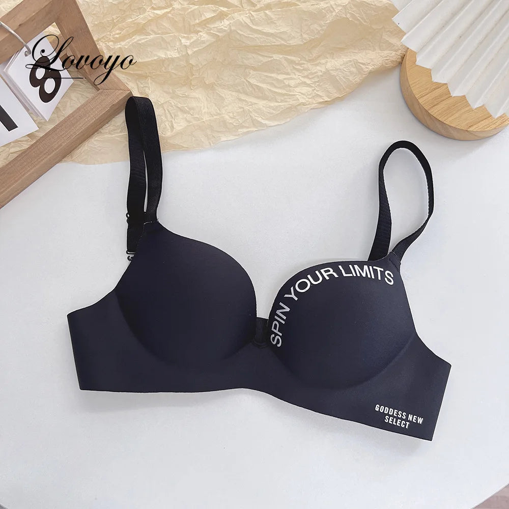 Fashion Women Seamless Bra Sexy Push Up Bralette Underwear Wireless Female Lingerie Letter Pattern Bras Three Quarters