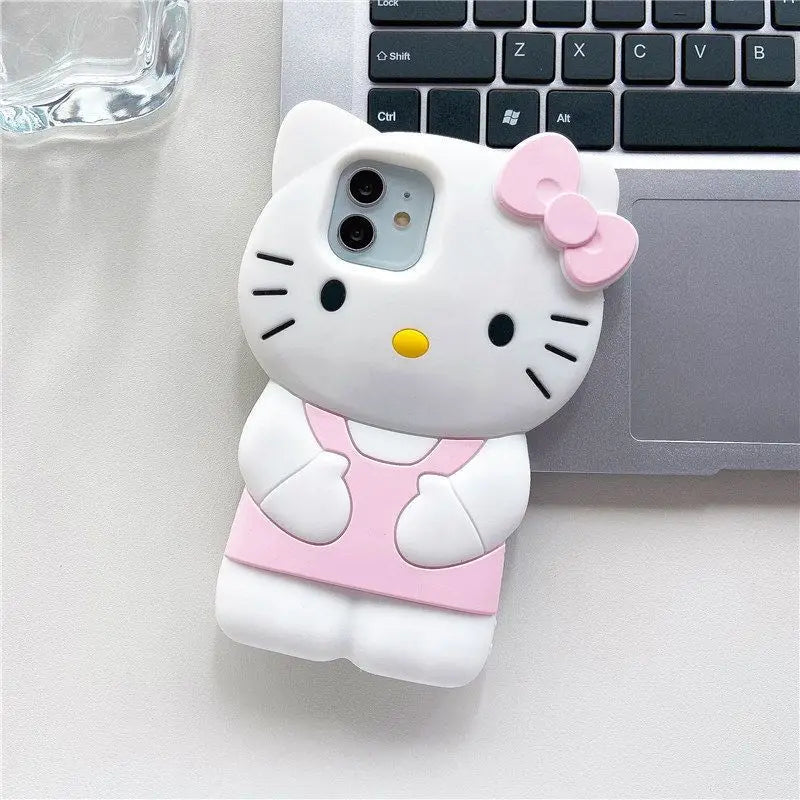 Sanrio Hello Kitty 3D Stereoscopic Phone Case For IPhone 15 14 13 12 11 Pro Max Mini XR XS 7 8 Plus Silicone Soft Back Cover Y2K