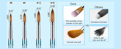 4pcs Kolinsky Acrylic Nail Brush Good Quality Nail Art Mink Brush Wood Handle Gel Builder Manicure Brush Drawing Tools