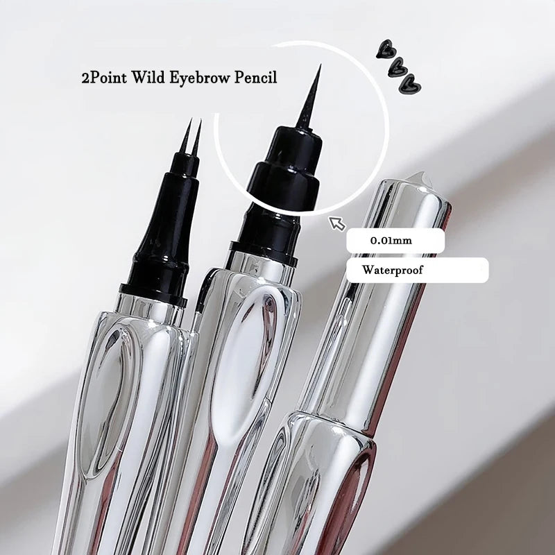 2 Point Eyebrow Pen Waterproof Liquid Tattoo Eyebrow Enhancers Long Lasting 0.01MM Ultra Thin Eyebrow Eyelash Pen Cosmetics