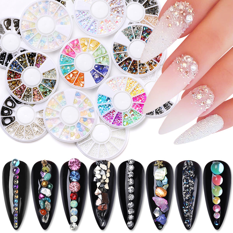 PICT YOU 3D Sharp-Bottom Opal Nail Rhinestone Glitter Small Irregular Beads Stone Manicuring Nail Art Decoration In Wheel Tools