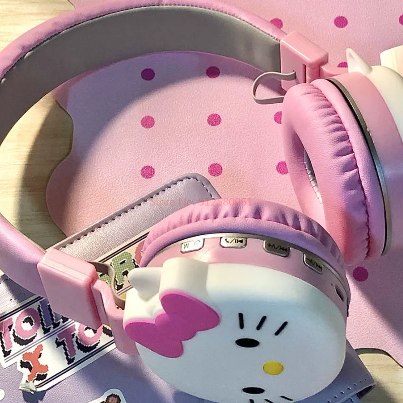 Hello Kitty Cute Bluetooth Headphone Wireless Headsets Anime Cartoon Stereo Headset Earphone With Mic Fashion Hottie Y2k Gifts