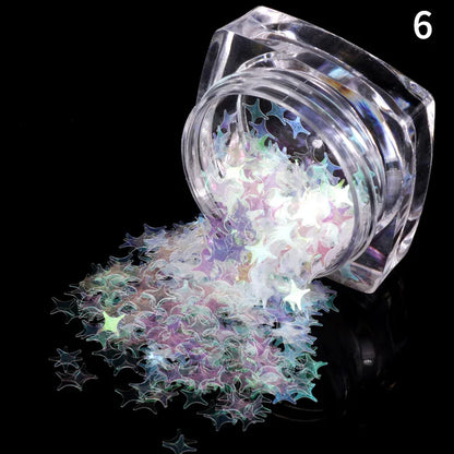 Holographic Star Sequins Nail Art Glitter Flakes Silver Nail Design Parts for DIY Manicure Decoration Accessories