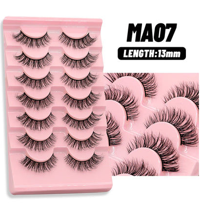 GROINNEYA 5/7 pairs Eyelashes  Manga Lashes  Natural False Lashes Fluffy Soft Cross  Fairy Little Devil Lashes Extension Makeup