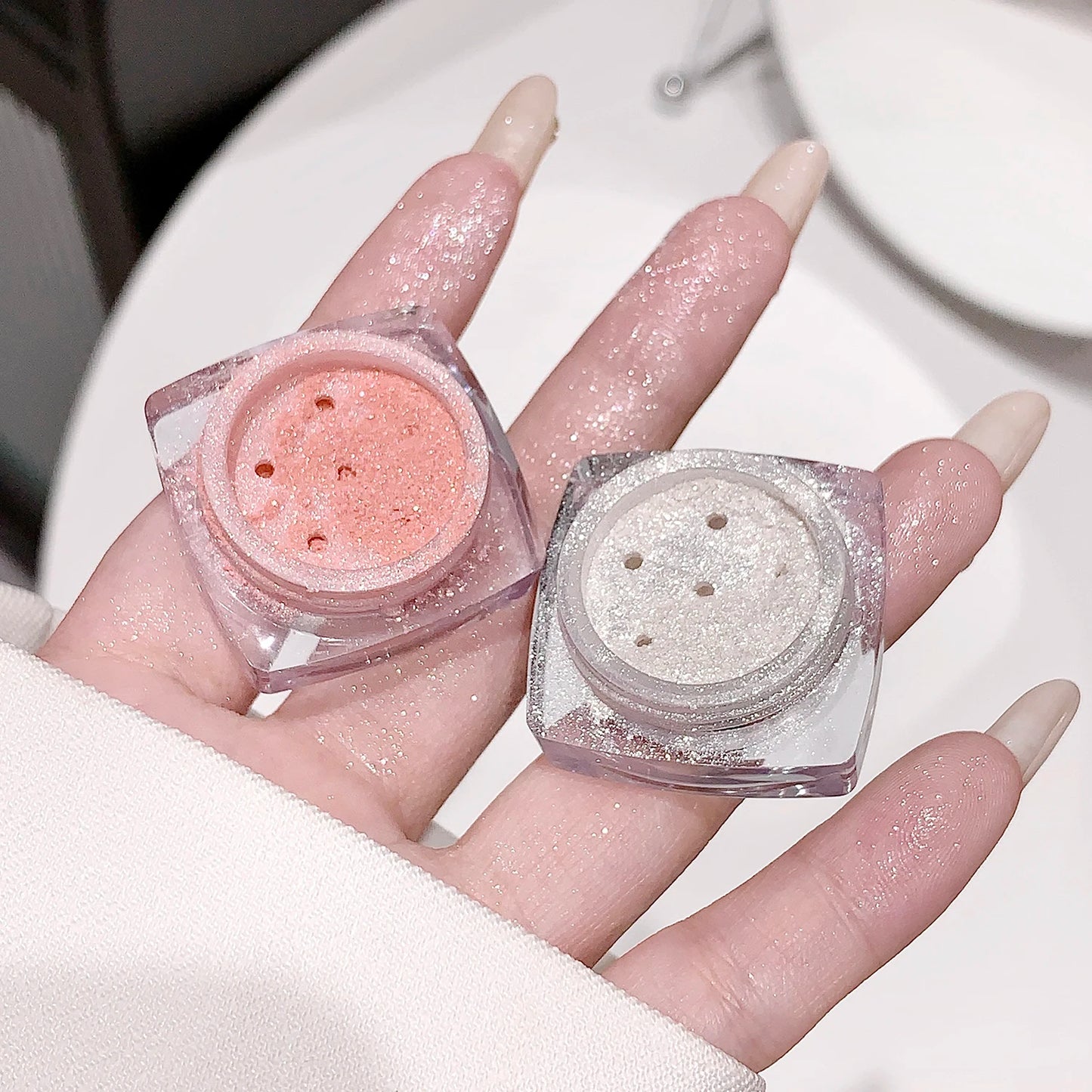 White Moonlight Fairy Highlight Powder Face Body Brightening High Gloss Loose Highlighter Pearl Shimmer Eyeshadow Glitter Powder