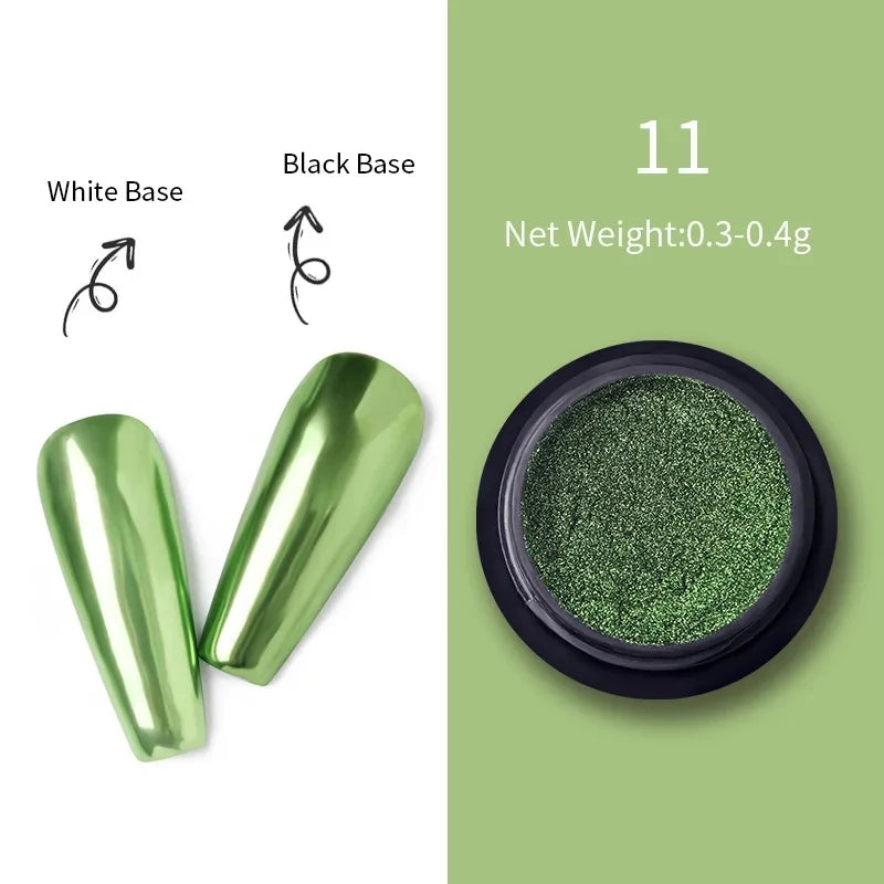 Green Chameleon Color Pigment Nail Powder Summer Pretty Shiny Nail Glitter Metallic Glitter Powder Chrome Dust UV Gel Nail Art