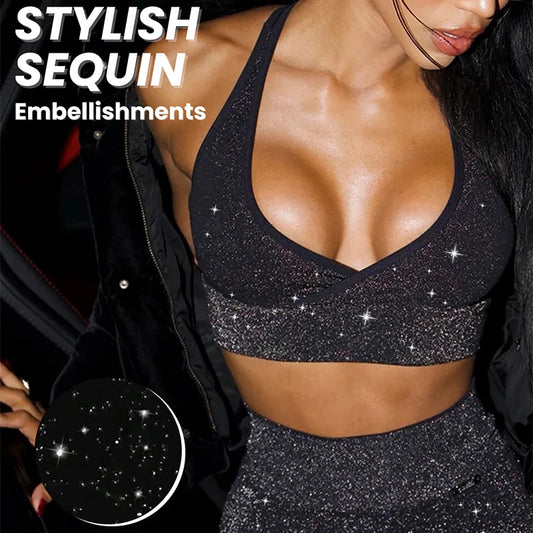 Women Seamless Sports  Sparkling Bra Winter Spandex Woman Fitness Elastic Breathable Breast Enhancement Leisure Sports Underwear