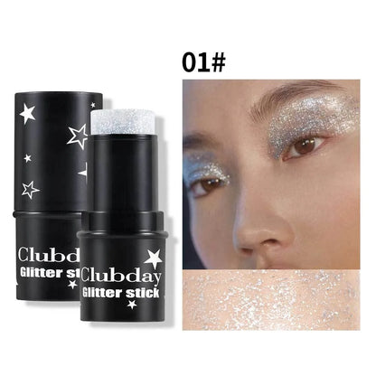 Green Sequins Glitter Gel Stick Multi-purpose Nail Hair Face Body Glitter Balm Flash Loose Sequins Cream Festival Stage Makeup