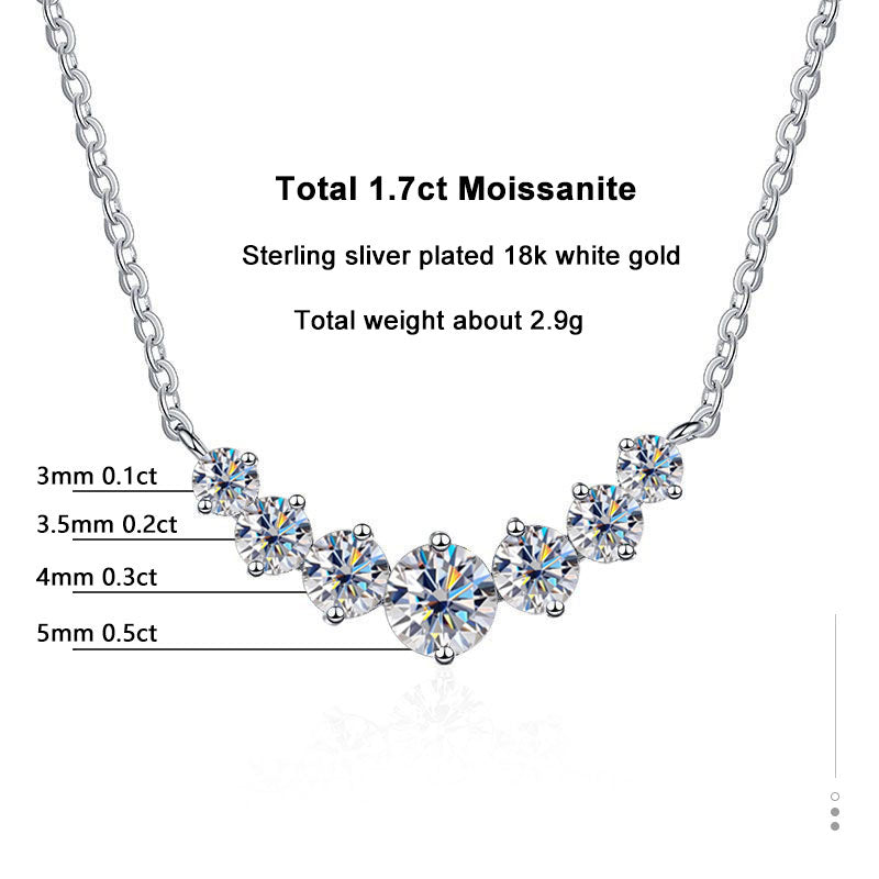 SHSTONE Moissanite Necklace for Woman Wedding Fine Jewely with Certificates 925 Sterling Sliver Plated 18k White Gold Necklace