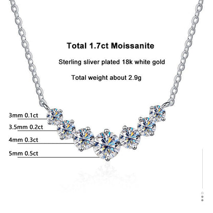 SHSTONE Moissanite Necklace for Woman Wedding Fine Jewely with Certificates 925 Sterling Sliver Plated 18k White Gold Necklace