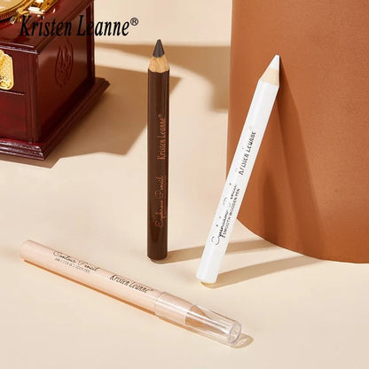 3pcs White Eyeshadow Eyebrow Contour Concealer Wooden Pencil Set Durable Waterproof Matte Nude Brown Eye Shadow Liner Makeup Kit