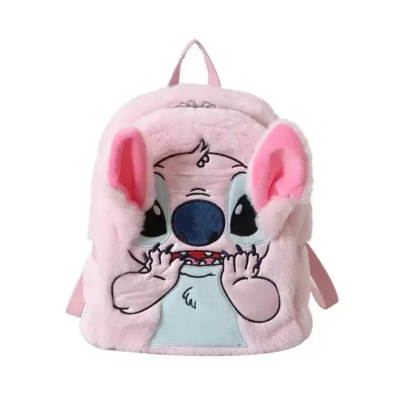 Disney  Stitch Plush New Backpack Cartoon Fashion 3d Mini Women's Backpack Large Capacity Cute Children's Schoolbag High Quality