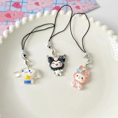 Sanrio Anime My Melody Bag Keychain Cartoon Cinnamonroll Hello Kitty Cute Phone Pendant Girly Items Pendant Rope Decoration