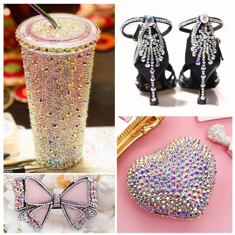 QIAO 1440pcs Mix-size Rhinestones Glitter Crystal Diamond Strass Flatback Stone Gems Nail Art Rhinestones Decorative Accessories