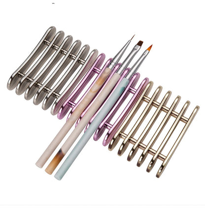 5 Grids Nail Art Painting Brush Holder Manicure Brush Rack Painting Pen Rest Display Stand UV Gel Brush Shelf Nails Accessories