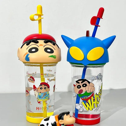 2024 New Crayon Shin Chan Straw Cup Tritan Material Phooey Kawaii Cup Quality Food Grade Convenient Leak Proof Kid Birthday Gift