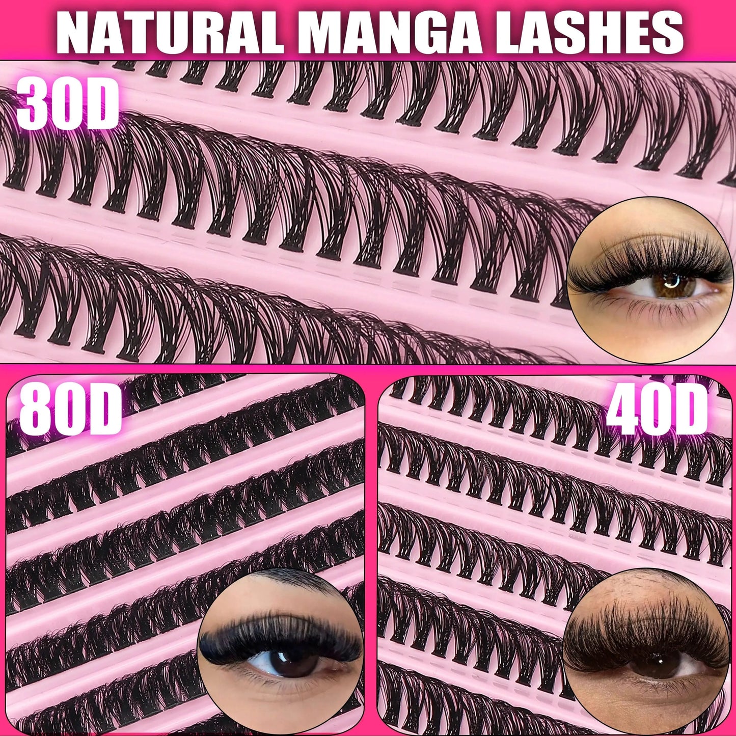 200pcs 30D Cluster False Eyelashes Set, DIY Eyelash Extensions, 0.05mm Thickness, D Curl, Mixed Lengths 8-16mm,