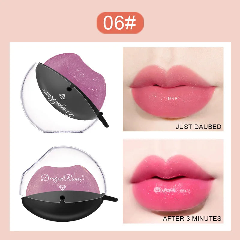 Lip-shaped Lipstick Makeup Temperature Color Changing Lazy Lipstick Velvet Matte Moisturizing Lip Gloss Waterproof Non-stick Cup