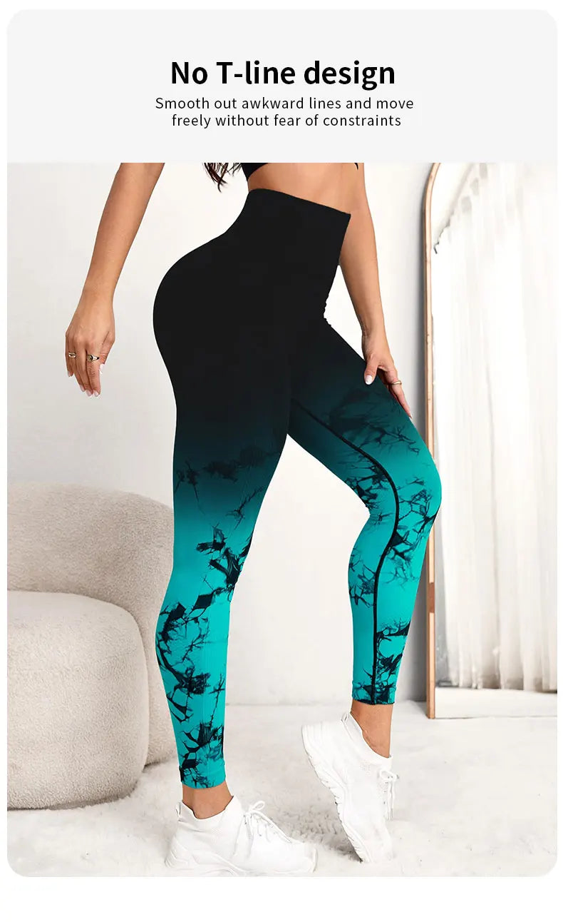 Yoga Pants Women Seamless Leggings Push Up Sports Fitness Joggings High Waist Gym Workout Scrunch Tie Dye Running Leggings