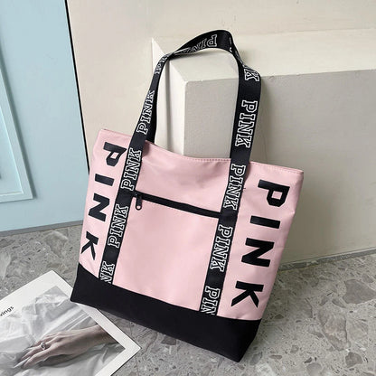 Literary Nylon Tote Bag For Women Large Capacity Shoulder Bag Fashion Letter Strap Handbags Large Capacity Tote Bag