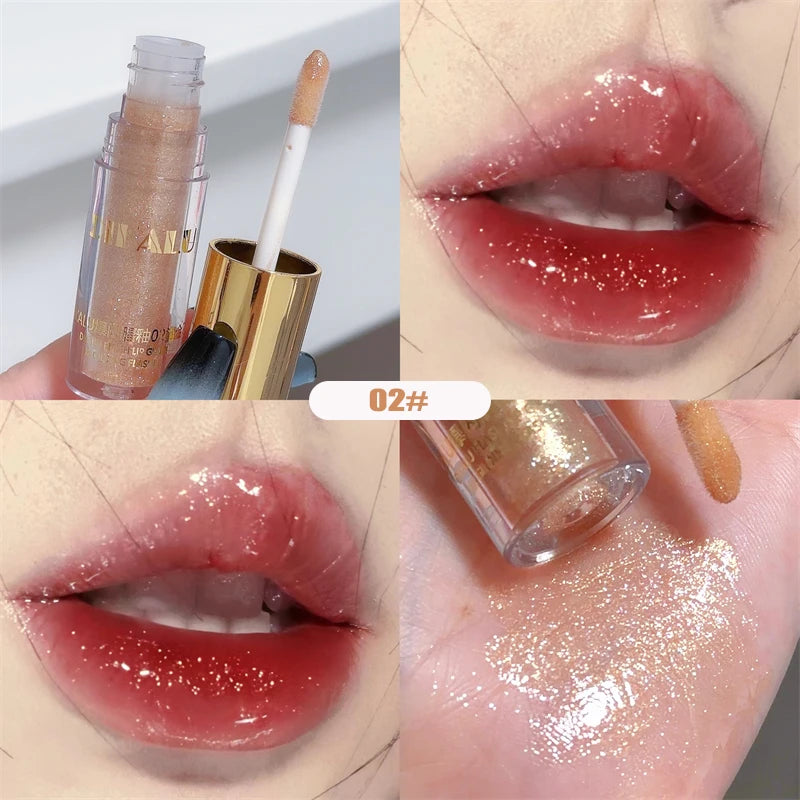 Glitter Liquid Lipstick Shimmer Metallic Clear Mirror Lip Gloss Plumping Oil Moisture Shine Lip Tint Sparkling Diamond Lip Oil