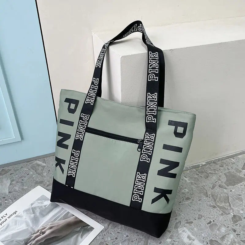 Literary Nylon Tote Bag For Women Large Capacity Shoulder Bag Fashion Letter Strap Handbags Large Capacity Tote Bag