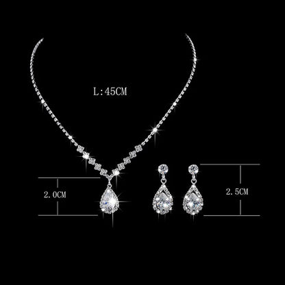 Free Shipping Luxury Angel Teardrop Necklace Earrings Set Bride Bridesmaid Wedding Jewelry Set Gifts For Women Girls Dropship