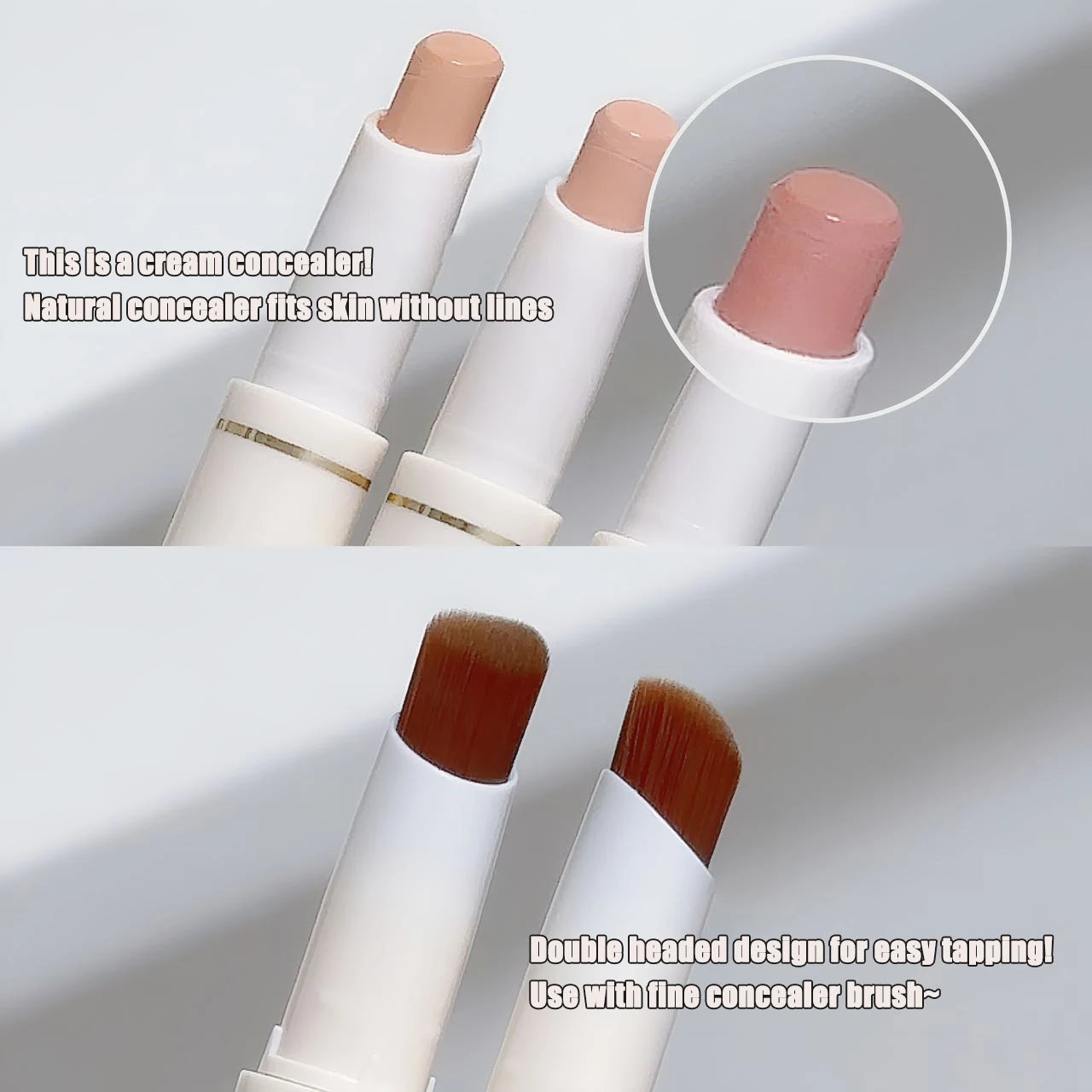 Silk Soft Concealer Pen with Brush Moisturizing Full Coverage Acne Dark Circles Contour Cream Lip Concealer Cover Stick Makeup