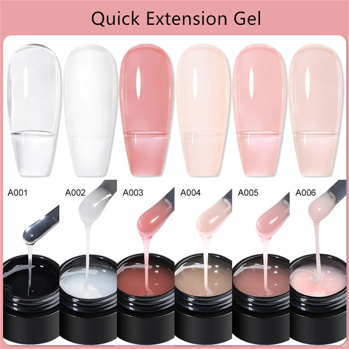 6pcs Gel Extension Nail Kit Quick Building Nail Extension Gel Polish Set 8ml Nude Pink UV Construction Gel For Nail Extensions