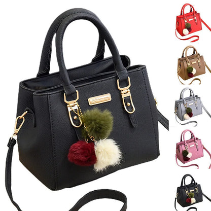 Ladies Fashion Handbag Shoulder Purse Women Crossbody Leather Tote Bag With Hairball Pendant Luxury Messenger Bag