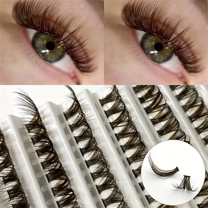 200 Pcs Brown Cluster Eyelashes 40D Grafting Individual Volume Lashes Extension Makeup Tool For Natural And Dramatic Look