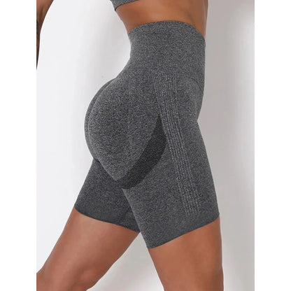 Women's Seamless Wrinkle Fitness Shorts High Waisted Hip Lifting Fitness Yoga Shorts