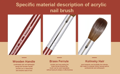 Keimeis Acrylic Nail Brush 100% Kolinsky Acrylic Brushes for Nails Size 10 Oval Crimped Shaped Nail Brushes for Acrylic Applicat