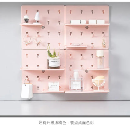 Room Decor Hole Board Wall Shelf Hooks Desk Organizer Make Up Organizers Room Storage Rack Home Accessories Punch-free Holes