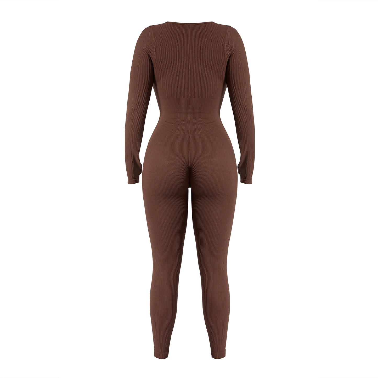 Bodycon Slim Jumpsuit For Women‘s Clothing Zipper Casual Brown Fitness Rompers Autumn 2024 Playsuit Activity Streetwear Overall