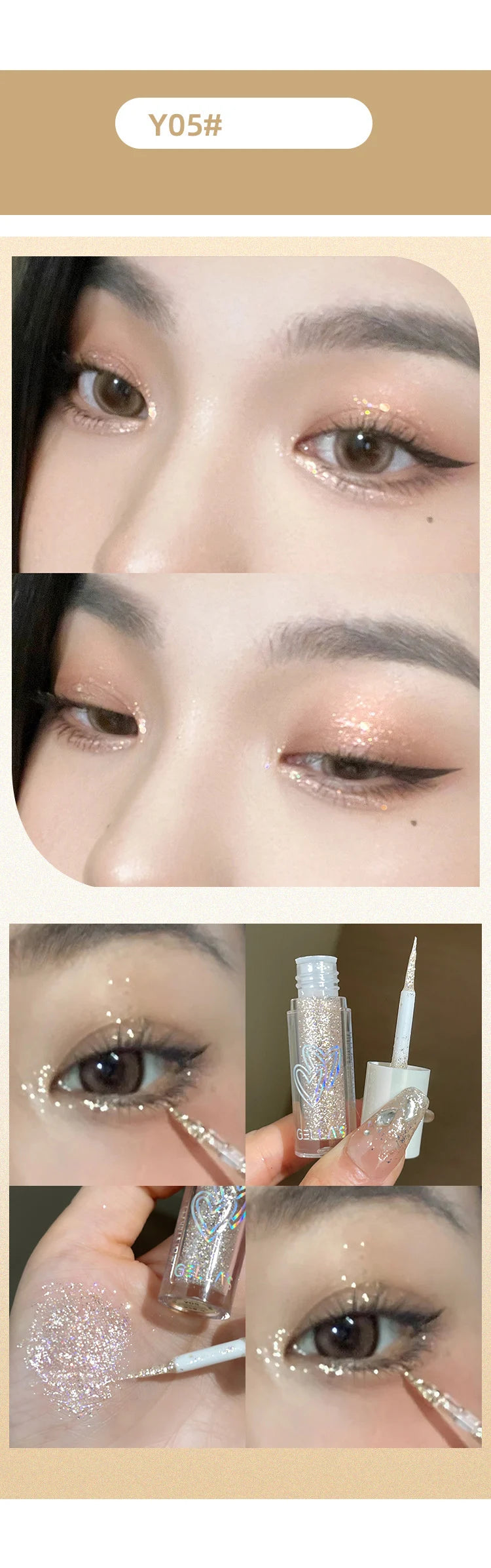 Liquid Glitter Eyeshadow Diamond Shiny Silver Eye Liners Waterproof Flash Sequins Gel Lying Silkworm Brightening Makeup Tools