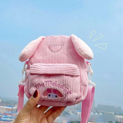 Kawaii Sanrio Plush Bag My Melody Kuromi Cartoon Animal Handbag Cute Cinnamoroll Storage Tote Bags Women Girls Birthday Gifts